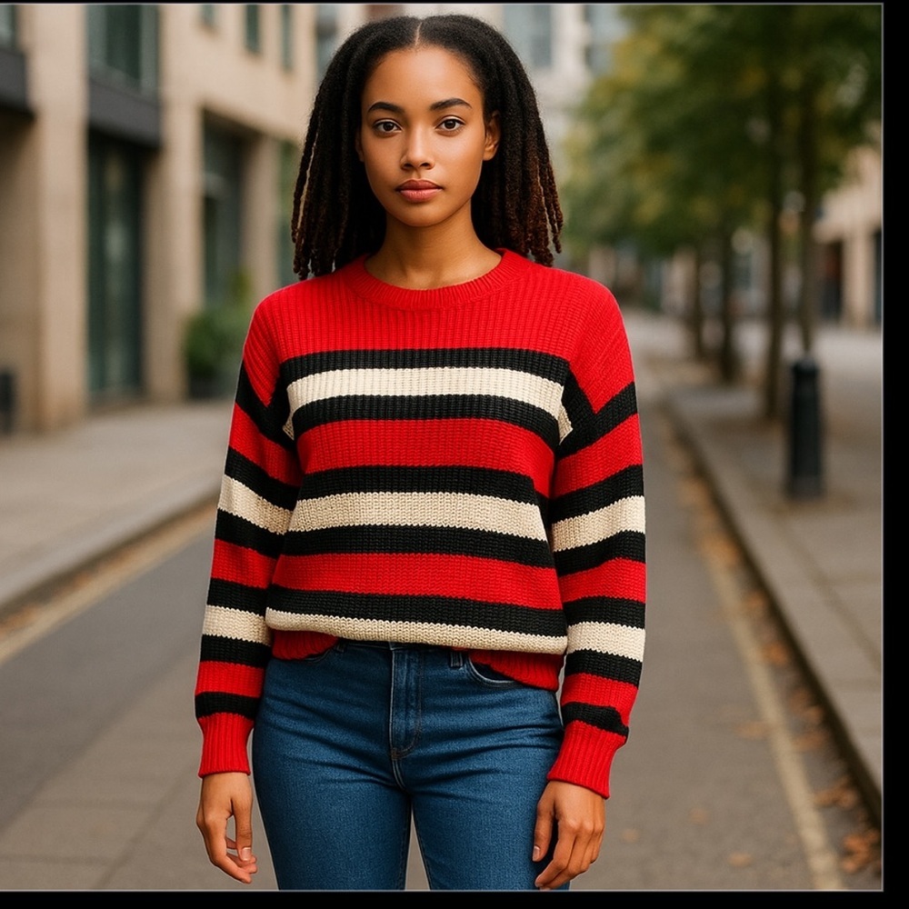 Wynter Womens knit Sweater red white size Large - new without tags